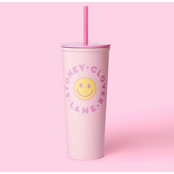 New - Stoney Clover Lane x Target Pink Smiley Face 23oz Stainless Steel Tumbler - Picture 3 of 5